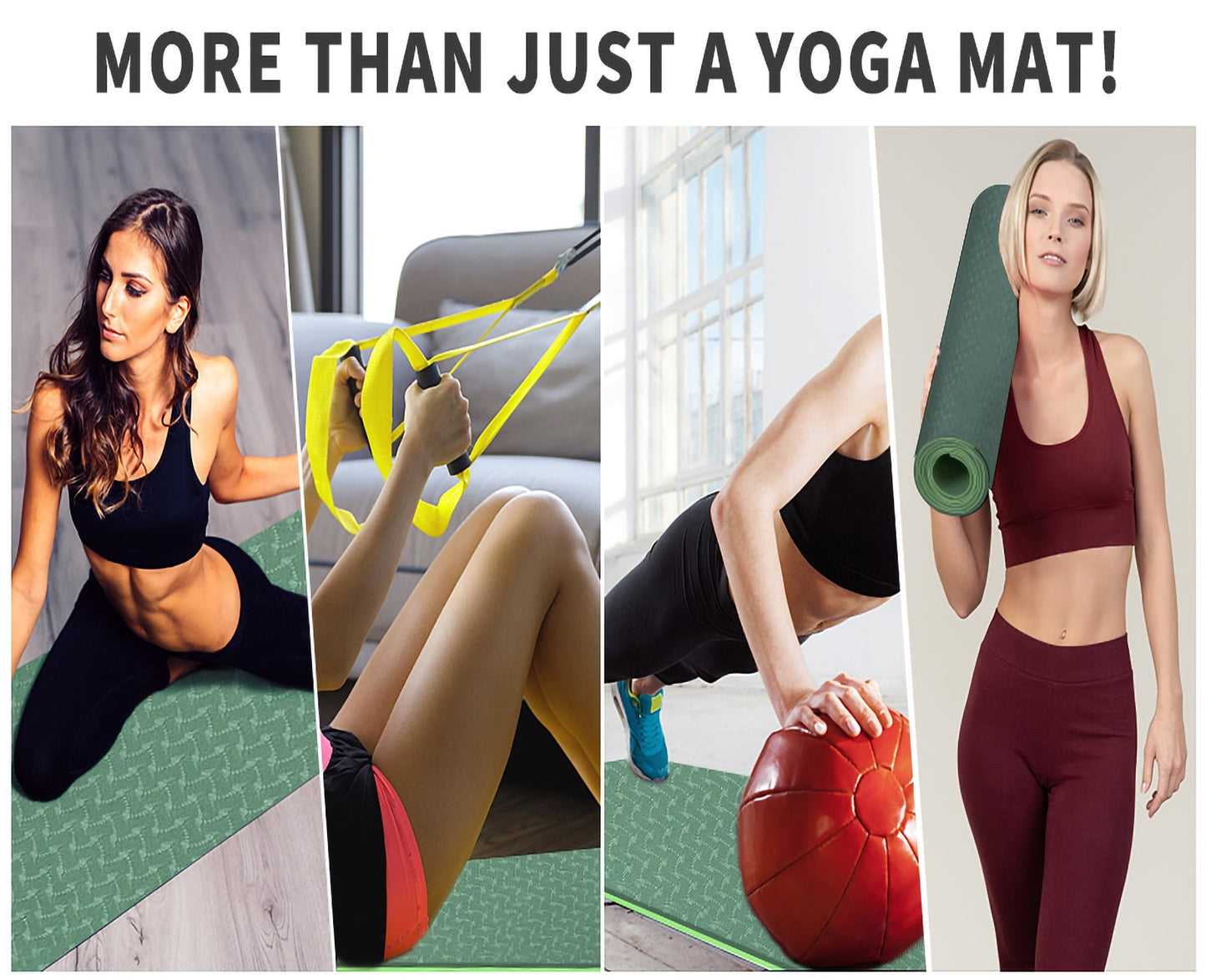 Yoga Mat 72 X 24'' Exercise Mats 8Mm TPE Non-Slip Extra Thick High-Density Eco Friendly for Yoga Workout Pilates Yoga Mats for Women Men